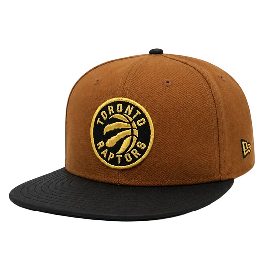 NEW ERA 9FIFTY TORONTO RAPTORS PEANUT/BLACK LEATHER SNAPBACK HAT
