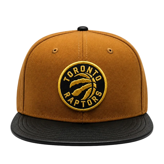 NEW ERA 9FIFTY TORONTO RAPTORS PEANUT/BLACK LEATHER SNAPBACK HAT