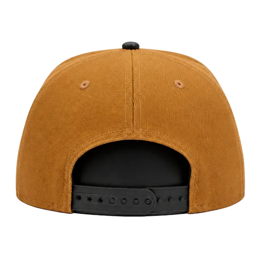 NEW ERA 9FIFTY TORONTO RAPTORS PEANUT/BLACK LEATHER SNAPBACK HAT