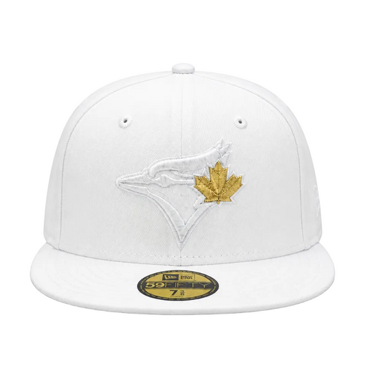 59FIFTY NEW ERA TORONTO BLUE JAYS GOLD LEAF LOGO WHITE FITTED HAT