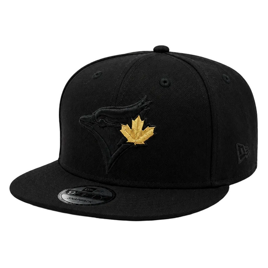 9FIFTY NEW ERA MEN'S MLB TORONTO BLUE JAYS GOLD LEAF LOGO ON BLACK SNAPBACK