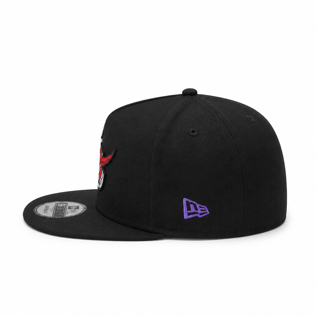 MEN'S NEW ERA NBA 9FIFTY A-FRAME TORONTO RAPTORS DINO LOGO BLACK & RED SNAPBACK HAT
