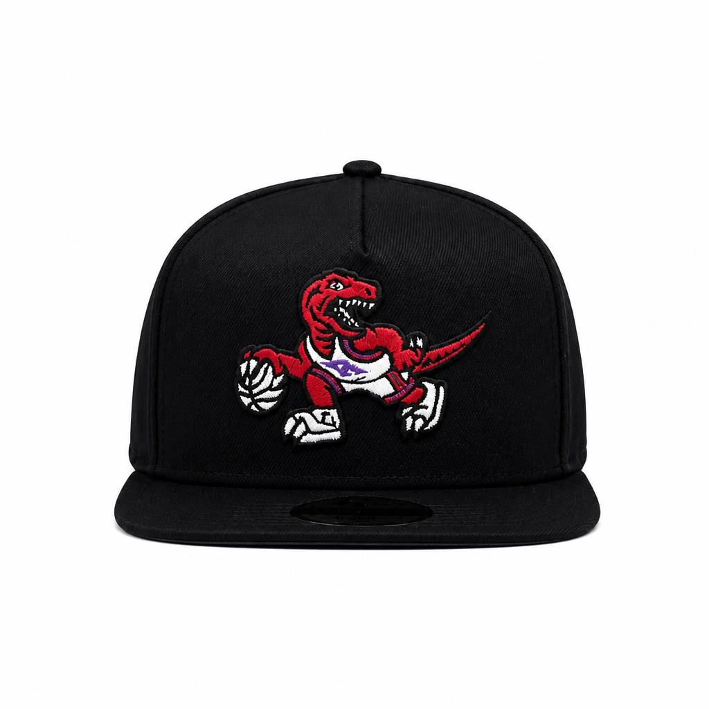 MEN'S NEW ERA NBA 9FIFTY A-FRAME TORONTO RAPTORS DINO LOGO BLACK & RED SNAPBACK HAT