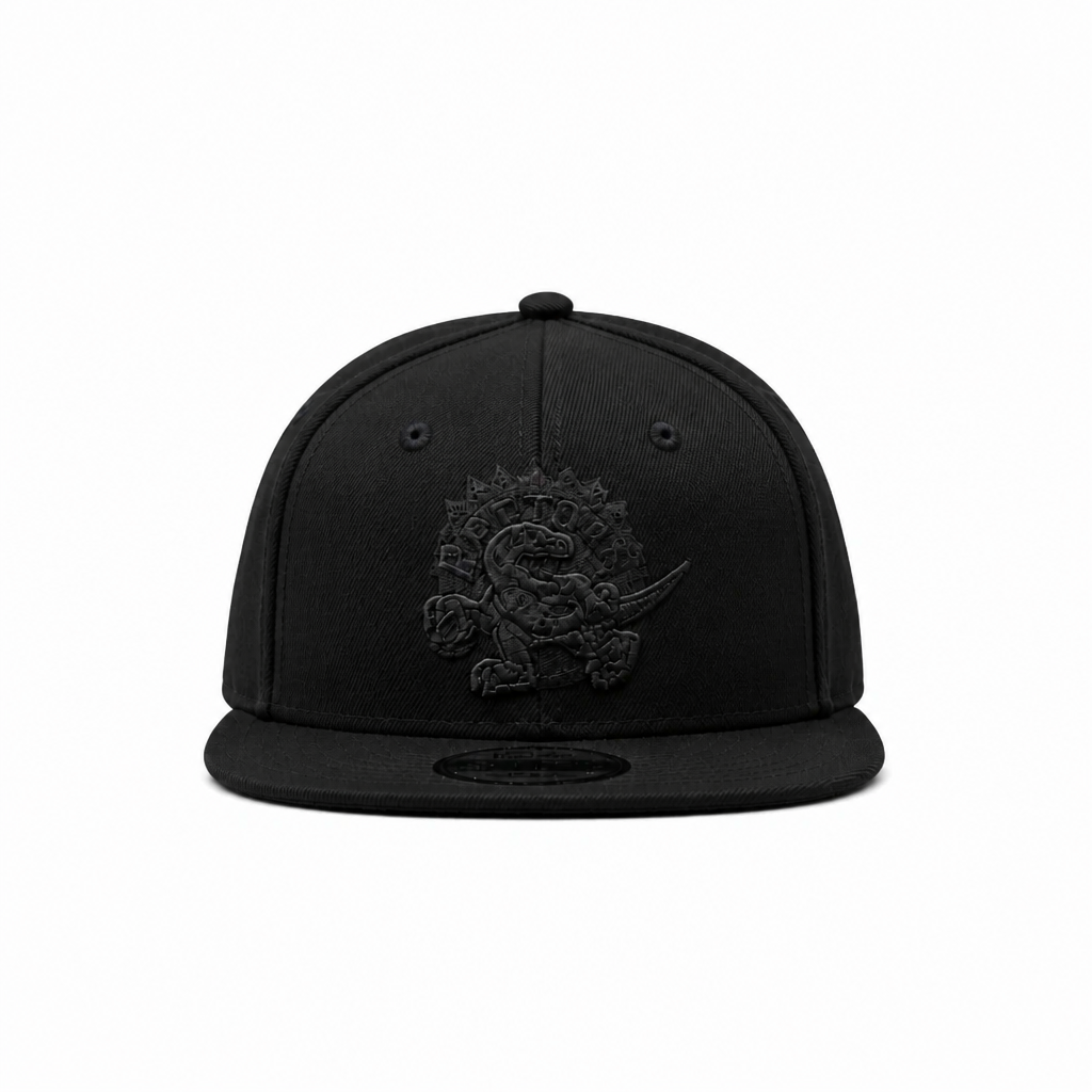MEN'S NEW ERA NBA 9FIFTY TORONTO RAPTORS DINO LOGO ALL BLACK SNAPBACK HAT