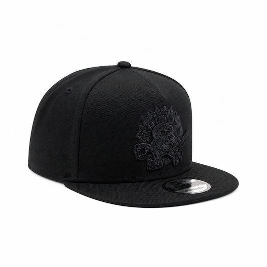 MEN'S NEW ERA NBA 9FIFTY A-FRAME TORONTO RAPTORS DINO LOGO ALL BLACK SNAPBACK HAT