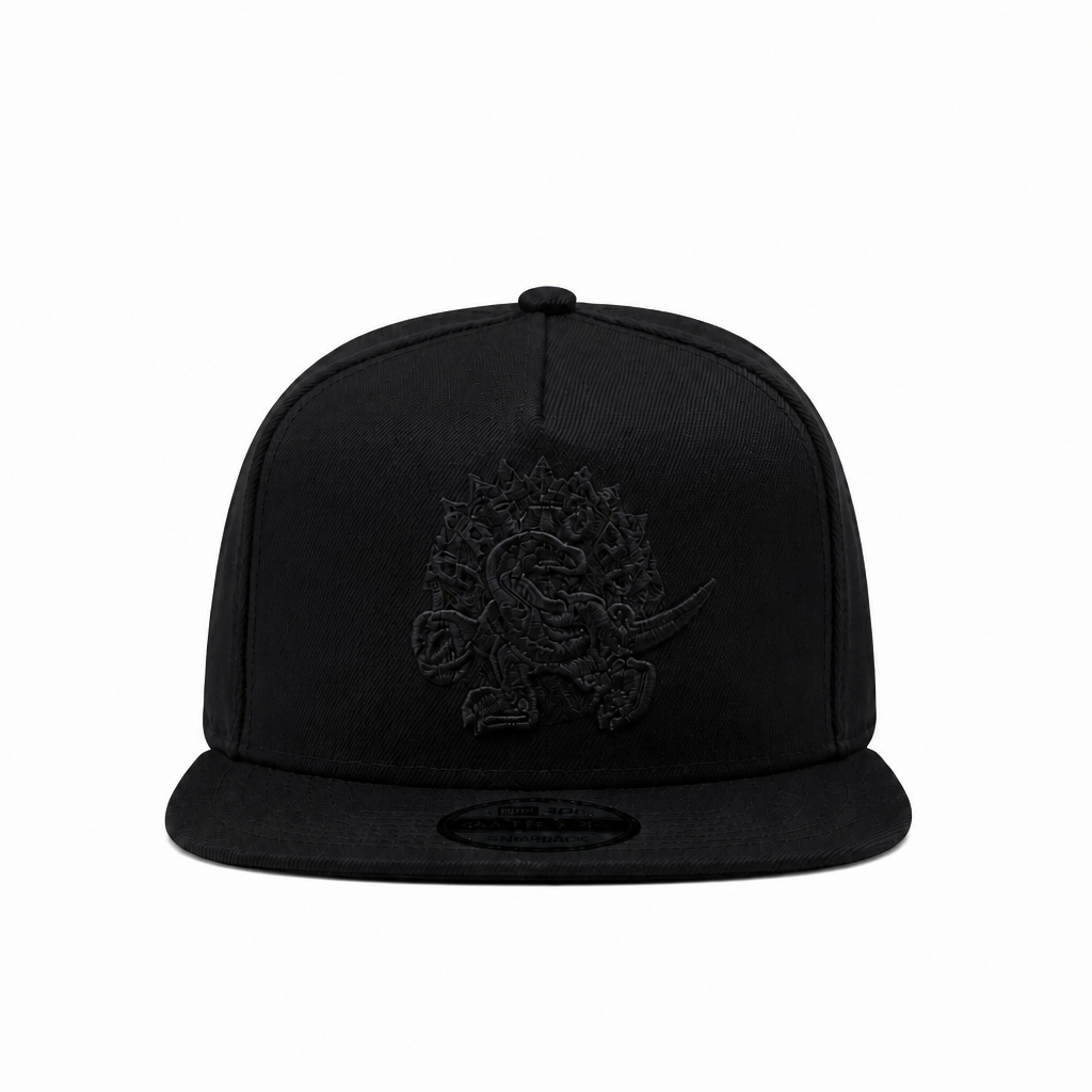 MEN'S NEW ERA NBA 9FIFTY A-FRAME TORONTO RAPTORS DINO LOGO ALL BLACK SNAPBACK HAT