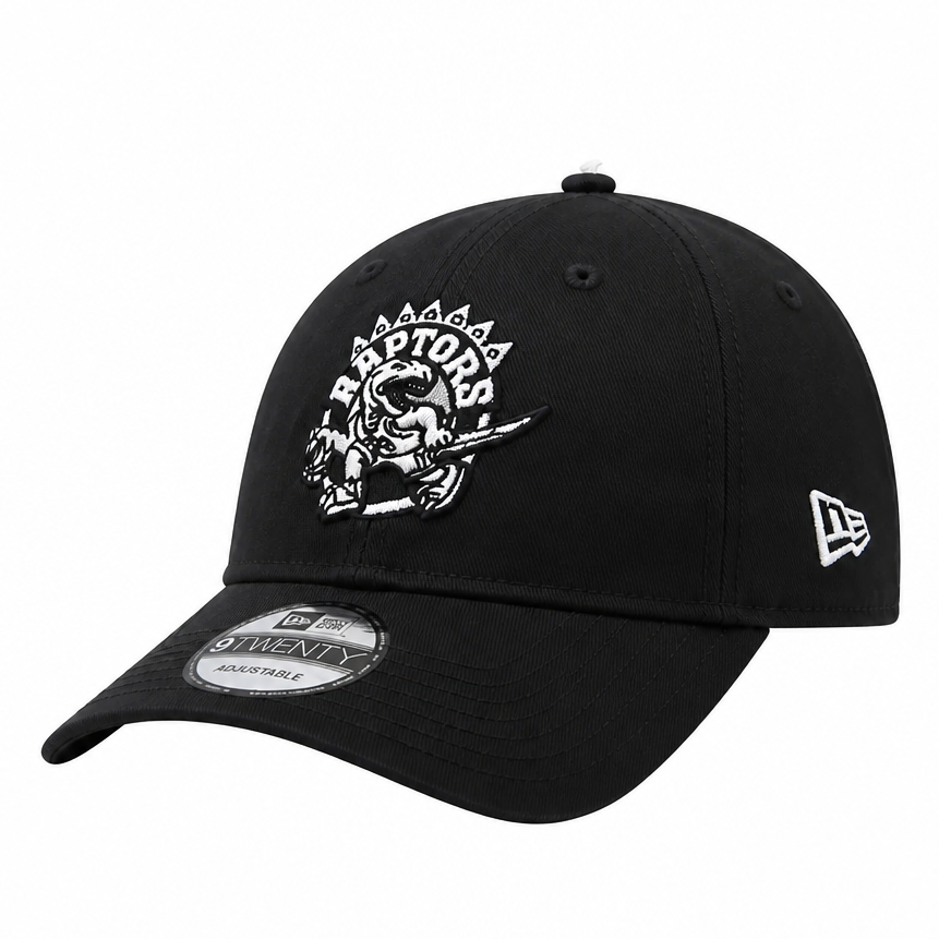 MEN'S NEW ERA NBA 9TWENTY TORONTO RAPTORS DINO LOGO BLACK & WHITE STRAPBACK CAP