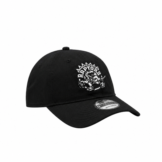 MEN'S NEW ERA NBA 9TWENTY TORONTO RAPTORS DINO LOGO BLACK & WHITE STRAPBACK CAP