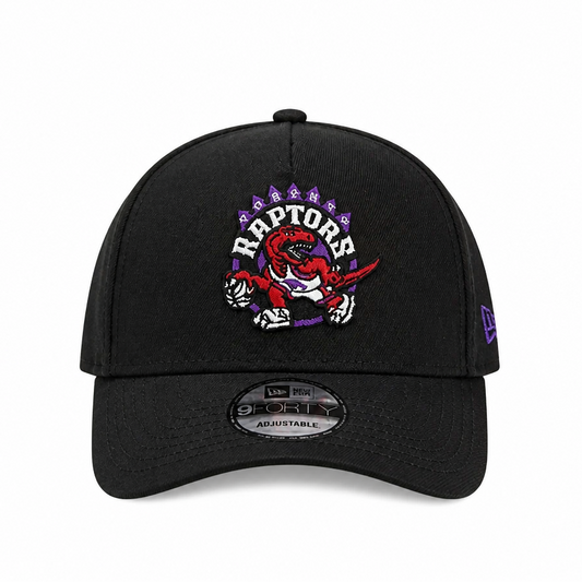 MEN'S NEW ERA NBA 9FORTY A-FRAME TORONTO RAPTORS DINO LOGO BLACK & RED SNAPBACK HAT