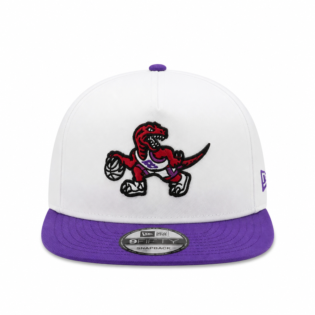 MEN'S NEW ERA NBA 19TWENTY TORONTO RAPTORS DINO LOGO WHITE & PURPLE SNAPBACK HAT