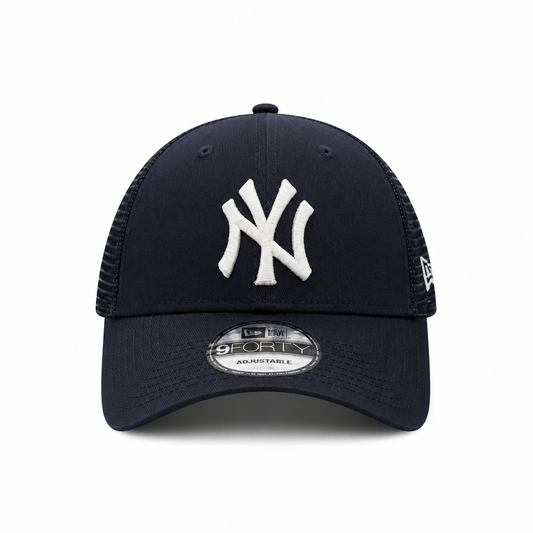 MEN'S NEW ERA MLB 9FORTY NEW YORK YANKEES NAVY BLUE & WHITE MESH TRUCKER SNAPBACK CAP
