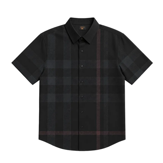 MODERNO MEN'S FANCY BUTTON-UP SHORT SLEEVES SHIRT (BLACK MJLS-S225)