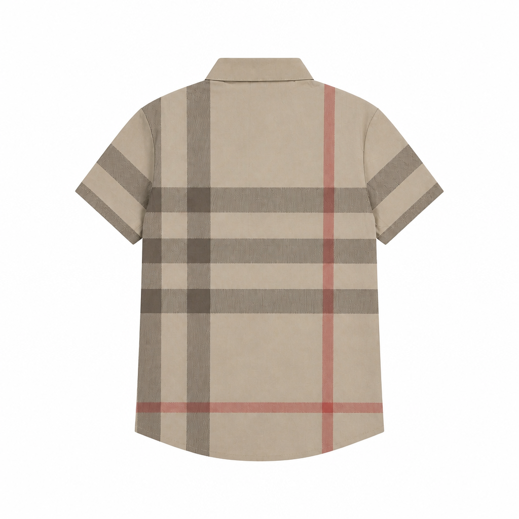 MODERNO MEN'S FANCY BUTTON-UP SHORT SLEEVES SHIRT (BEIGE MJLS-S225)