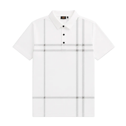 MODERNO MEN'S SHORT SLEEVE POLO PATTERN DESIGN T-SHIRT (WHITE MJP-1066)