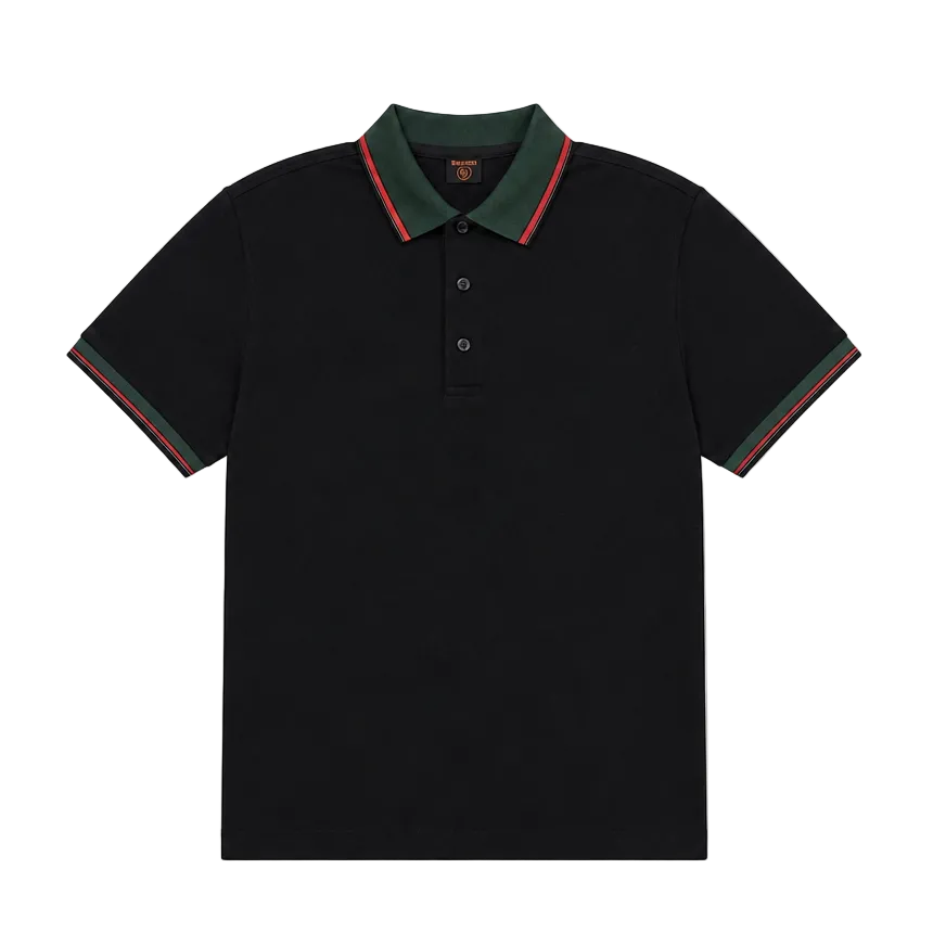 MODERNO MEN'S SHORT SLEEVE POLO PATTERN DESIGN T-SHIRT (BLACK MJP-1112)