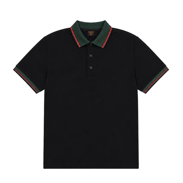 MODERNO MEN'S SHORT SLEEVE POLO PATTERN DESIGN T-SHIRT (BLACK MJP-1112)
