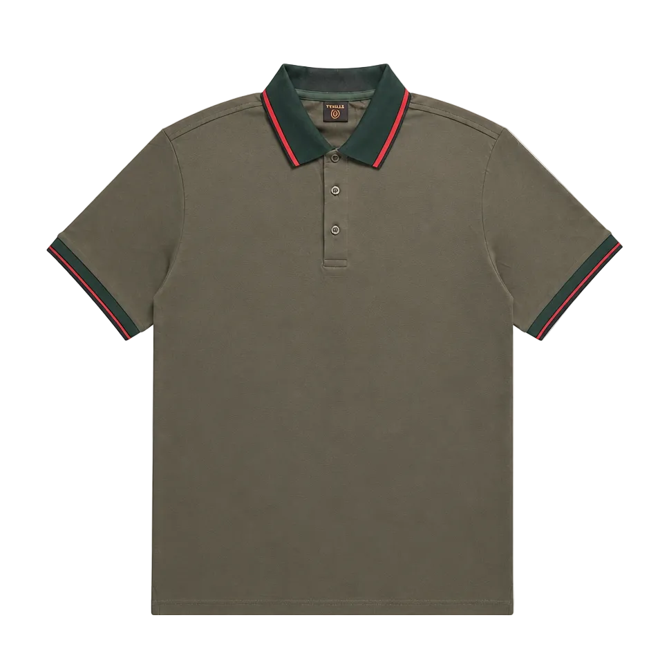 MODERNO MEN'S SHORT SLEEVE POLO PATTERN DESIGN T-SHIRT (GREEN MJP-1112)