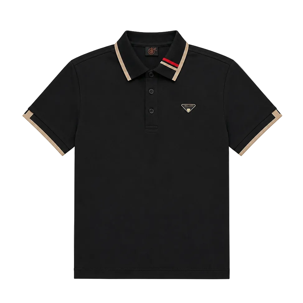 MODERNO MEN'S SHORT SLEEVE POLO PATTERN DESIGN T-SHIRT (BLACK MJP-1111)