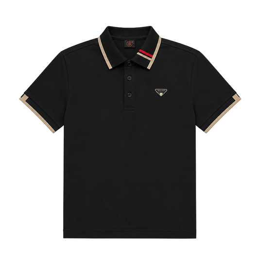 MODERNO MEN'S SHORT SLEEVE POLO PATTERN DESIGN T-SHIRT (BLACK MJP-1111)