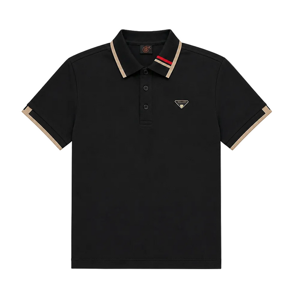 MODERNO MEN'S SHORT SLEEVE POLO PATTERN DESIGN T-SHIRT (BLACK MJP-1111)