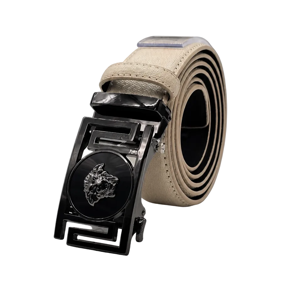 MODERNO MEN'S LEATHER DESIGNER BELT (CJ-188 BLACK/CREAM)