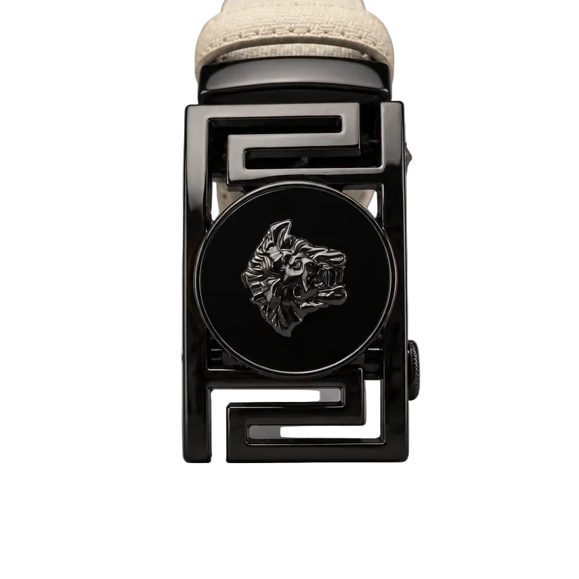 MODERNO MEN'S LEATHER DESIGNER BELT (CJ-188 BLACK/CREAM)