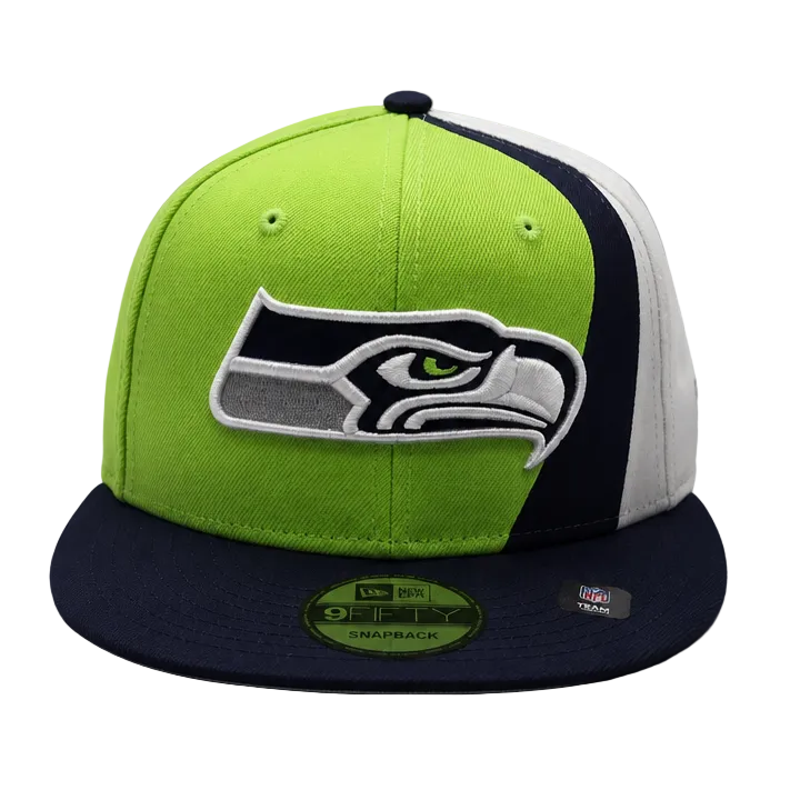NEW ERA MEN'S 9FIFTY NFL SEATTLE SEAHAWKS GREEN & NAVY BLUE SNAPBACK HAT
