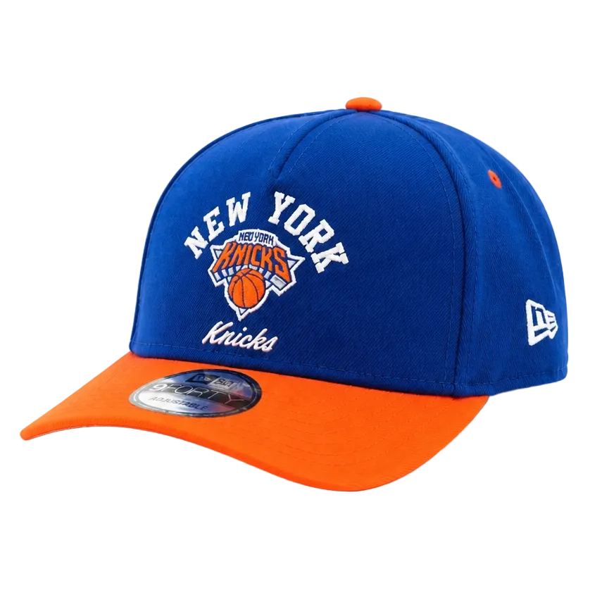NEW ERA MEN'S 9FORTY A-FRAME M-CROWN NBA NEW YORK KNICKS ROYAL BLUE & ORANGE SNAPBACK HAT