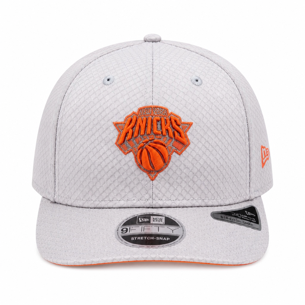 NEW ERA MEN'S 9FIFTY STRETCH-SNAP NBA NEW YORK KNICKS GREY NETTED SNAPBACK HAT