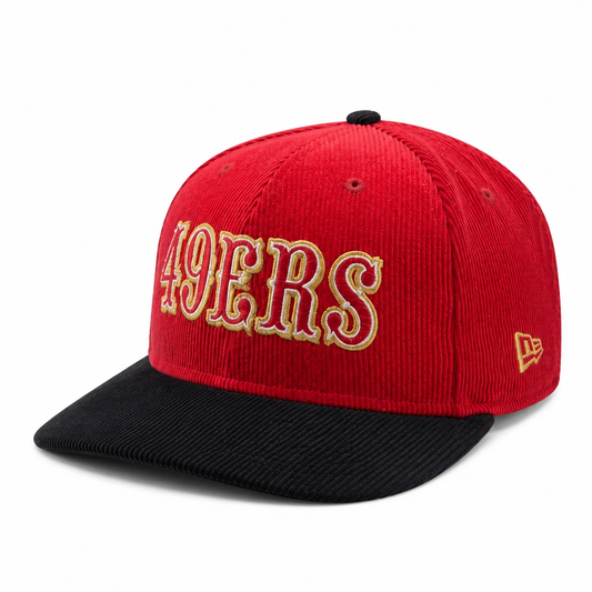 NEW ERA 9FIFTY NFL SAN FRANCISCO 49ERS RED & BLACK CORD W/ GREEN UNDERVISOR SNAPBACK HAT