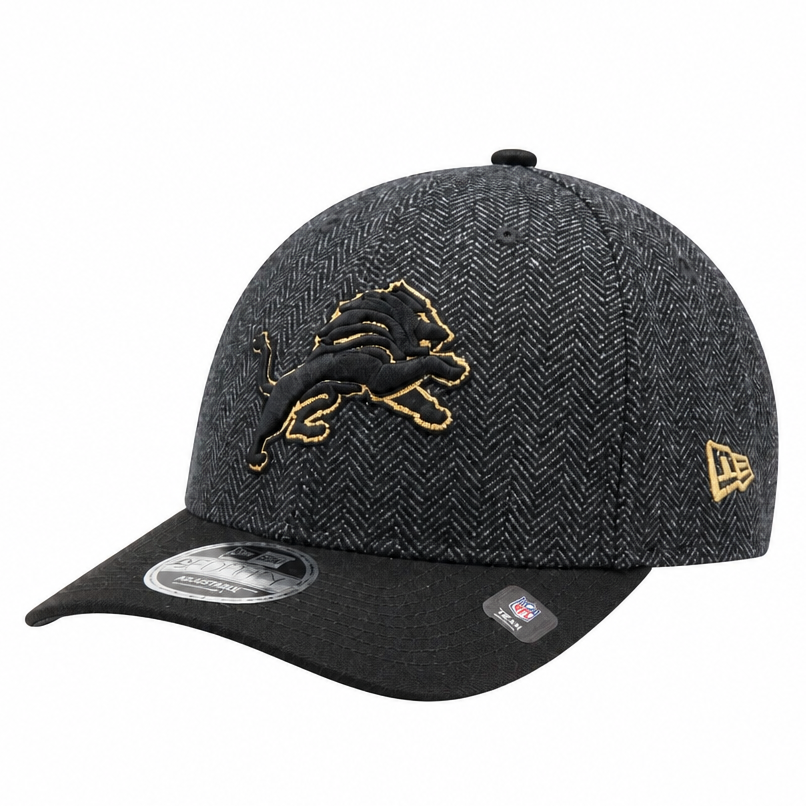 NEW ERA 9FORTY M-CROWN DETROIT LION GREY, BLACK & GOLD SNAPBACK HAT