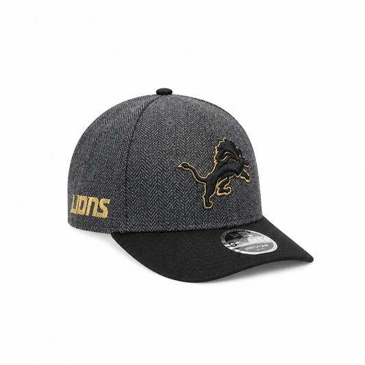 NEW ERA 9FORTY M-CROWN DETROIT LION GREY, BLACK & GOLD SNAPBACK HAT