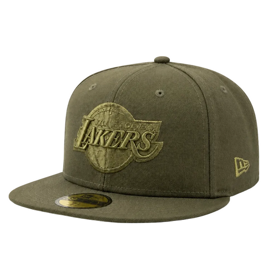 NEW ERA 59FIFTY NBA LOS ANGELES LAKERS OLIVE GREEN FITTED HAT