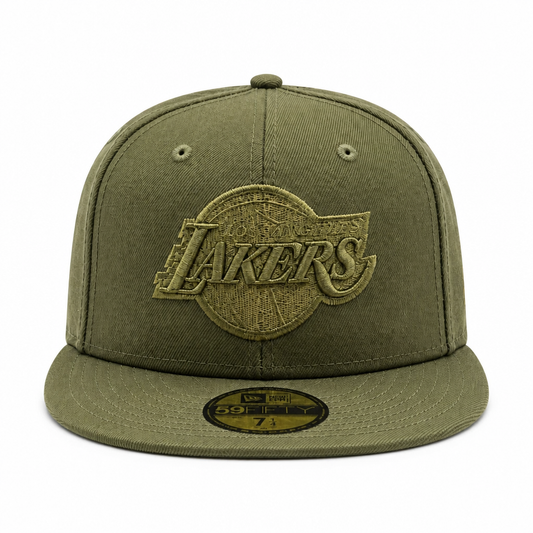 NEW ERA 59FIFTY NBA LOS ANGELES LAKERS OLIVE GREEN FITTED HAT