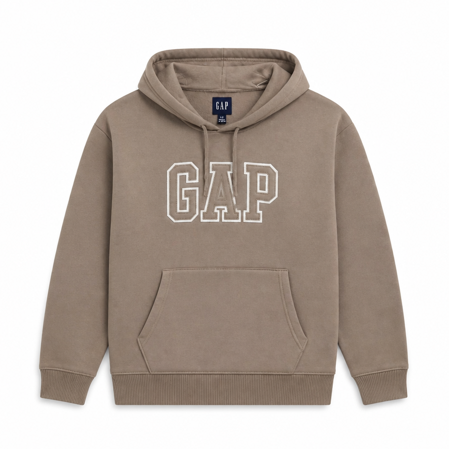 GAP WOMEN'S LOGO FLEECE TAUPE BROWN HOODIE