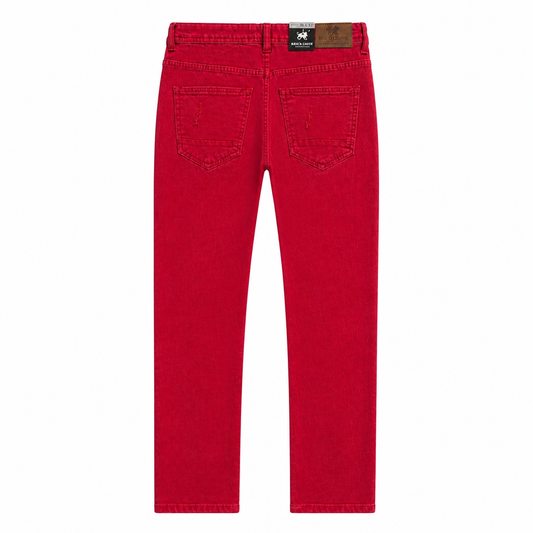 MEN'S ONE CULTURE RED SLIM FIT RIPPED JEANS