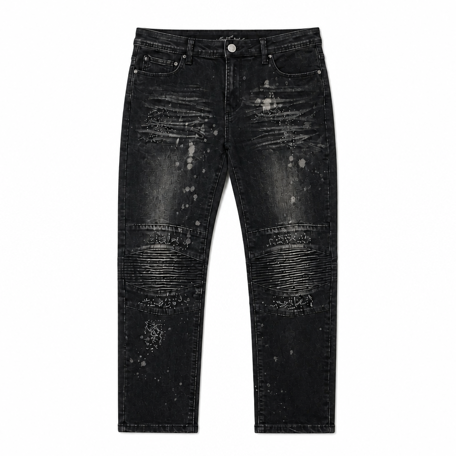 SWITCH MEN'S STRETCHED BLACK BIKER JEANS