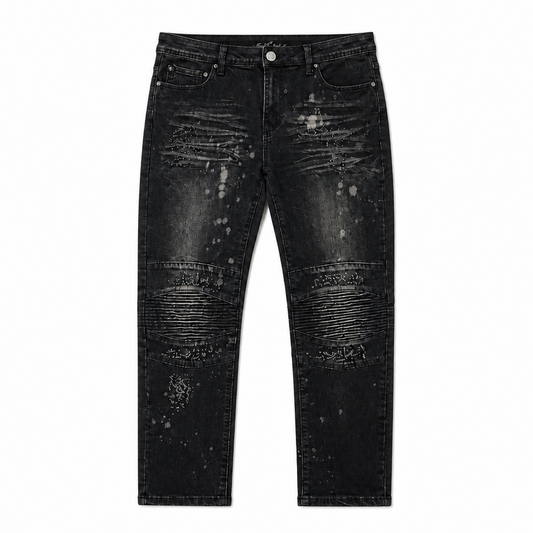 SWITCH MEN'S STRETCHED BLACK BIKER JEANS