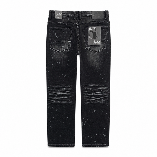 SWITCH MEN'S STRETCHED BLACK BIKER JEANS