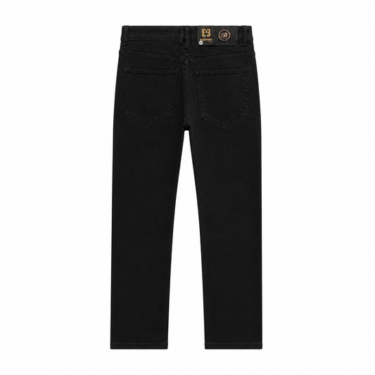 MEN'S BRONCO DISTRESSED BLACK JEANS WITH ZIPPER POCKET