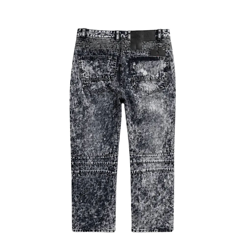MEN'S ONE CULTURE MOTTO BIKER SLIM FIT SAND BLUE RIPPED JEANS