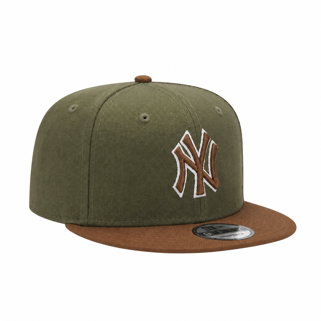 MEN'S NEW ERA MLB 9FIFTY NEW YORK YANKEES OLIVE GREEN & BROWN SNAPBACK HAT