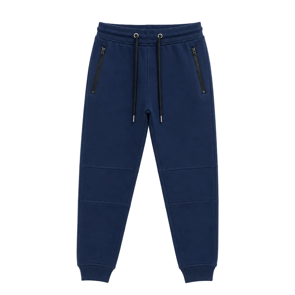 AGILE MEN'S FLEECE STRETCH SLIM FIT NAVY BLUE JOGGERS