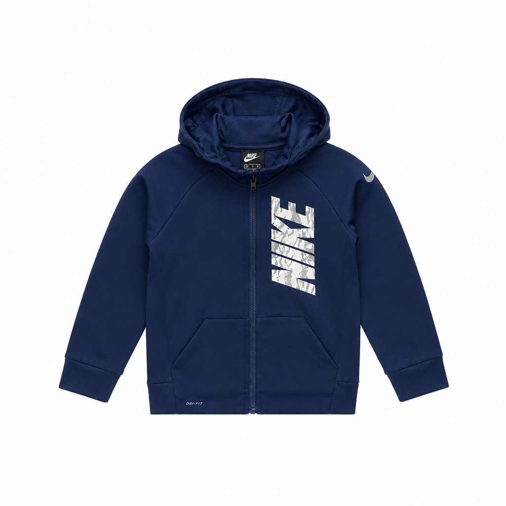 NIKE KIDS ZIPPER HOODIE (CHARCOAL & BLUE) (SIZE Blue