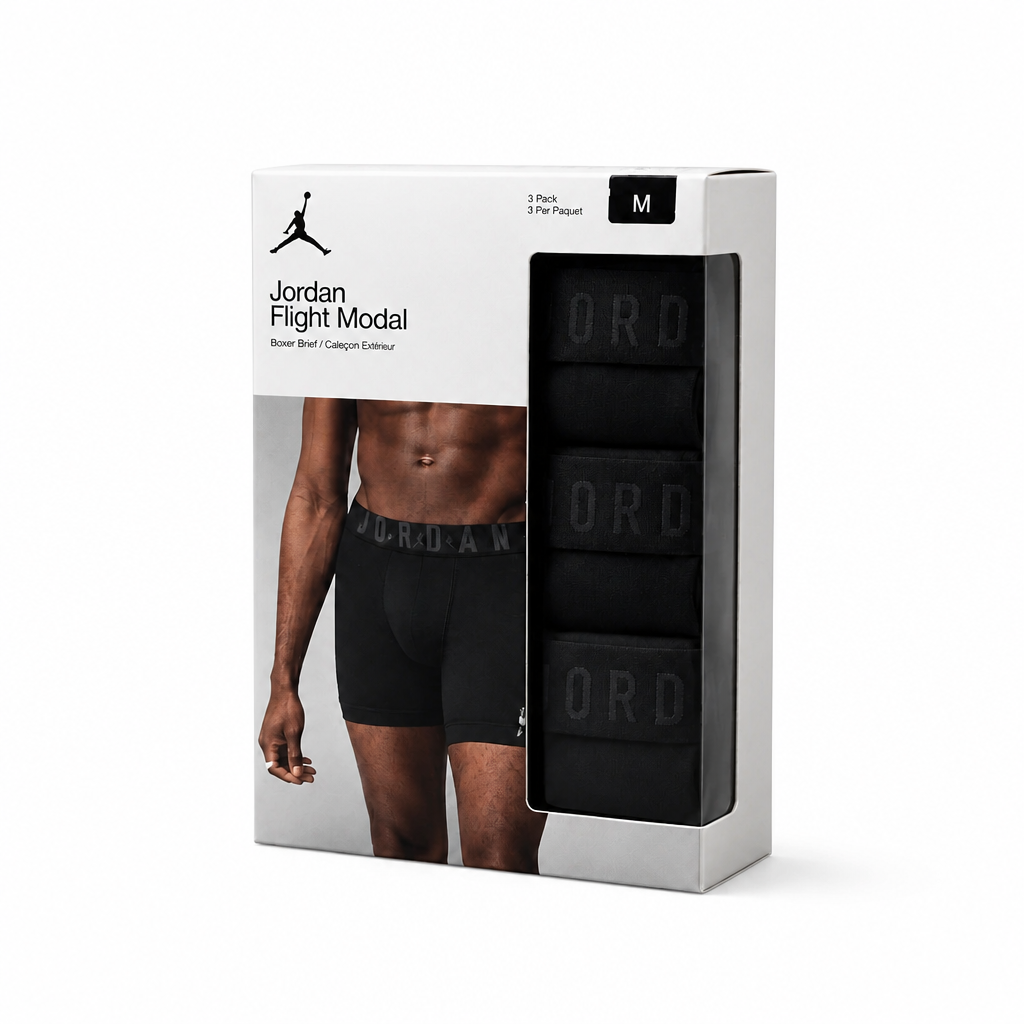 JORDAN MEN'S FLIGHT MODAL 3-PACK BLACK BOXER BRIEFS