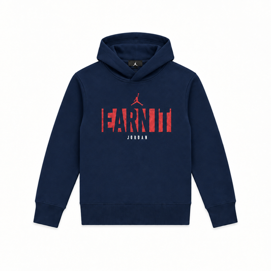 EARN IT JORDAN HOODIE (SMALL- X-LARGE) (NAVY)