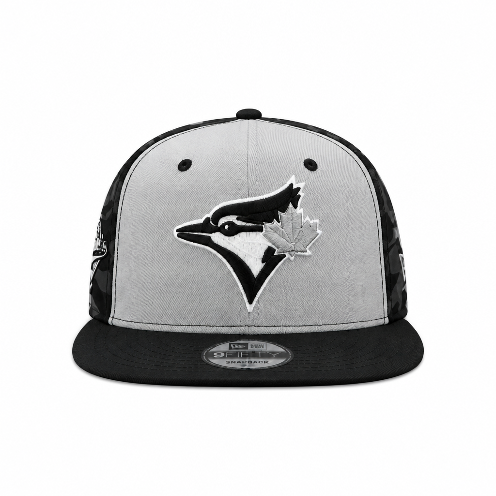 9FIFTY NEW ERA MLB 1992 WORLD SERIES TORONTO BLUE JAYS GREY & BLACK CAMO SNAPBACK HAT