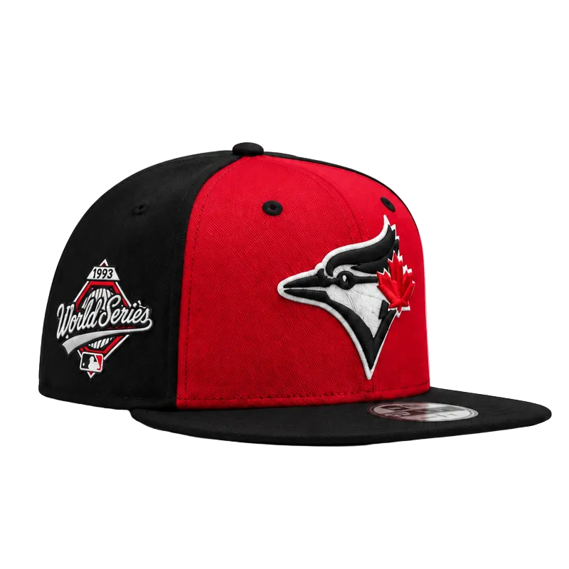 9FIFTY NEW ERA MLB 1993 WORLD SERIES TORONTO BLUE JAYS BLACK & SCARLET RED SNAPBACK HAT