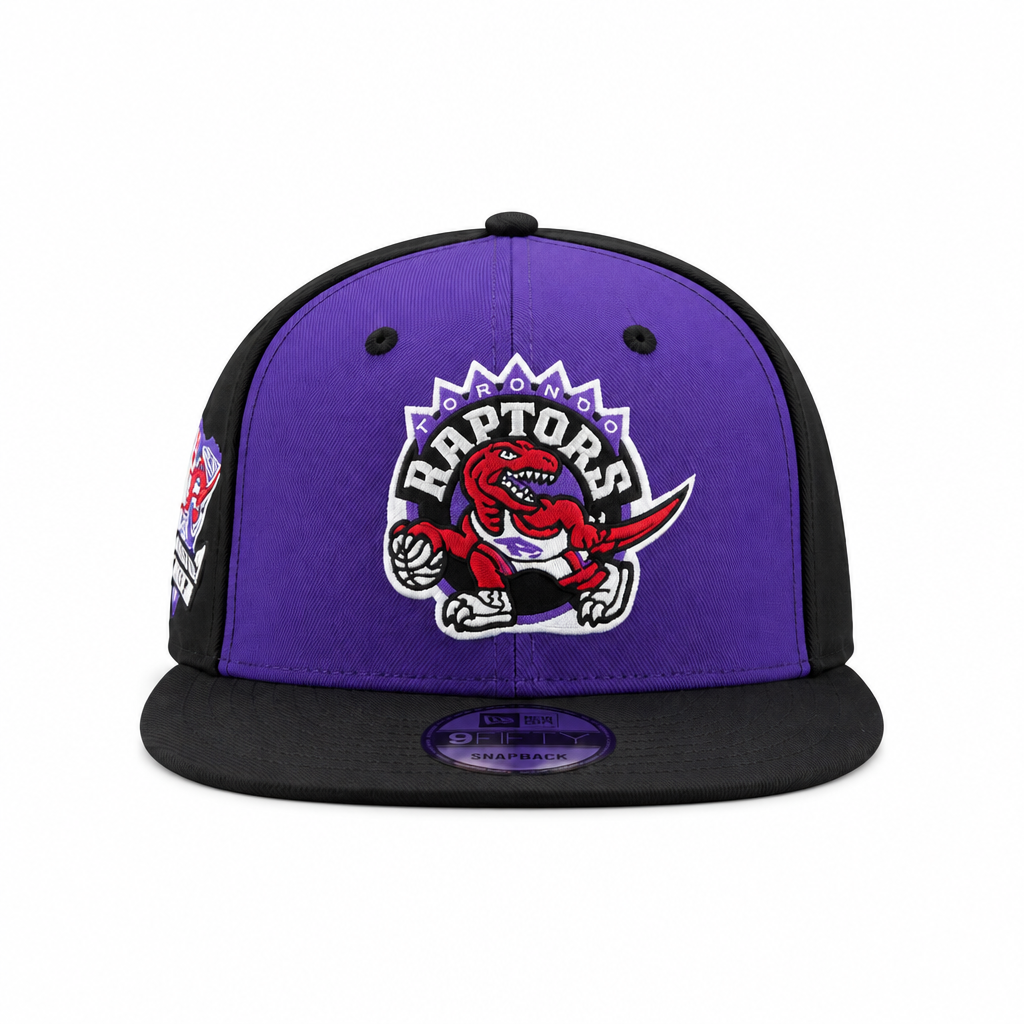 MEN'S NEW ERA NBA TORONTO RAPTORS DINO LOGO HARDWOOD CLASSIC INAUGURAL SEASON 1995 -96 PATCH PURPLE & BLACK SNAPBACK HAT