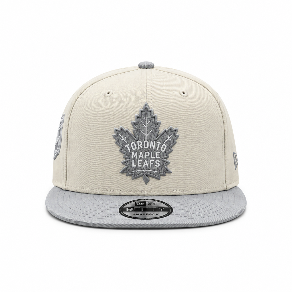 NEW ERA 9FIFTY NHL TORONTO MAPLE LEAFS CHROME SNOW GREY 75 FOREVER SNAPBACK HAT